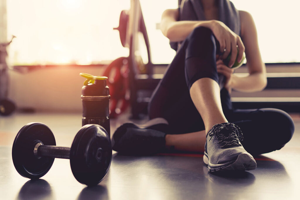 woman resting from workout